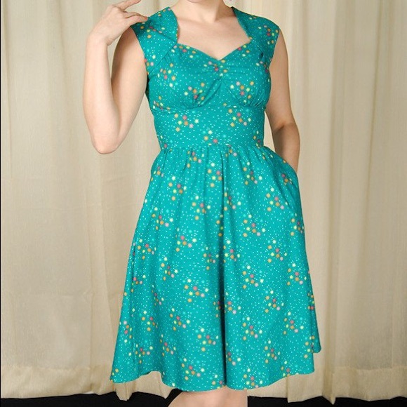 Heart of Haute Maxine Dress in Teal Magic Stars - Picture 1 of 5